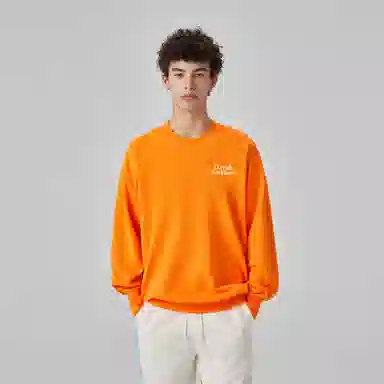 大卫贝肯 美式复古简约宽松休闲圆领长袖卫衣 男女同款 西瓜粉