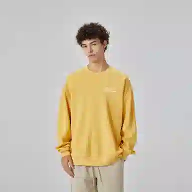 大卫贝肯 美式复古简约宽松休闲圆领长袖卫衣 男女同款 西瓜粉