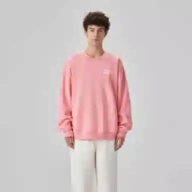大卫贝肯 美式复古简约宽松休闲圆领长袖卫衣 男女同款 西瓜粉