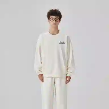 大卫贝肯 美式复古简约宽松休闲圆领长袖卫衣 男女同款 西瓜粉