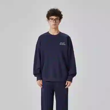 大卫贝肯 美式复古简约宽松休闲圆领长袖卫衣 男女同款 西瓜粉