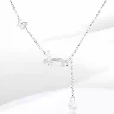 希遇 蝴蝶效应小蝶飞绕实用 个性潮流花飞蝶舞 蝴蝶流苏 合金 项链 男女同款情侣款