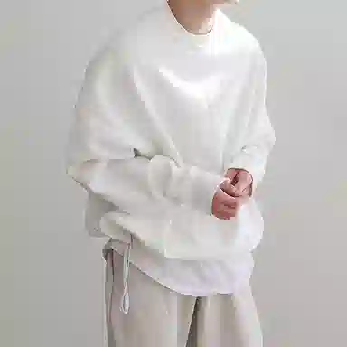 我是大卫 纯色基础款圆领落肩套头休闲卫衣 男女同款