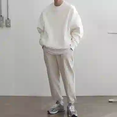 我是大卫 纯色基础款圆领落肩套头休闲卫衣 男女同款