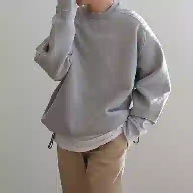 我是大卫 纯色基础款圆领落肩套头休闲卫衣 男女同款