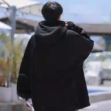 金贝勒 保暖涂鸦字母印花连帽宽松落肩套头长袖卫衣 男女同款