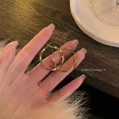 芒果饰品 韩系金色扭纹素耳圈圆 铜 耳环 女款