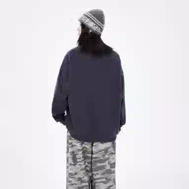 金贝勒 涂鸦字母印花圆领宽松落肩套头长袖重磅卫衣 男女同款