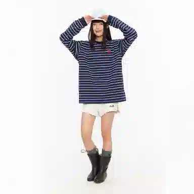 Mr. Jiangnan Vintage Logo Striped Long Sleeve Tee