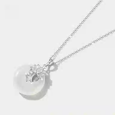 幸囍礼 荷塘月色锁骨链 新中式清冷感荷花轻奢高级氛围温婉 大方通勤 玉髓 玉石项链 男女同款情侣款