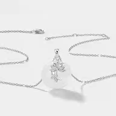 幸囍礼 荷塘月色锁骨链 新中式清冷感荷花轻奢高级氛围温婉 大方通勤 玉髓 玉石项链 男女同款情侣款