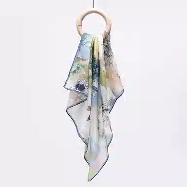 上海故事 百搭春秋时尚装饰喷绘外出 棉 桑蚕丝 绒线围巾 女款