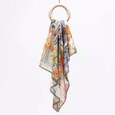 上海故事 百搭春秋时尚装饰喷绘外出 棉 桑蚕丝 绒线围巾 女款