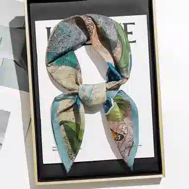 上海故事 百搭春秋时尚装饰喷绘外出 棉 桑蚕丝 绒线围巾 女款