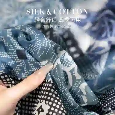 上海故事 百搭春秋时尚装饰喷绘外出 棉 桑蚕丝 绒线围巾 女款