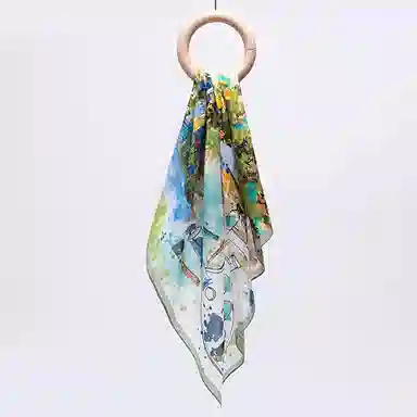 上海故事 百搭春秋时尚装饰喷绘外出 棉 桑蚕丝 绒线围巾 女款