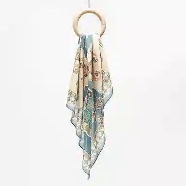 上海故事 百搭春秋时尚装饰喷绘外出 棉 桑蚕丝 绒线围巾 女款