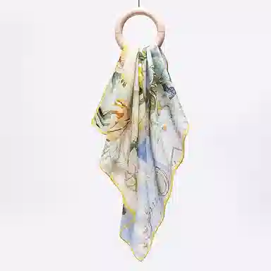 上海故事 百搭春秋时尚装饰喷绘外出 棉 桑蚕丝 绒线围巾 女款