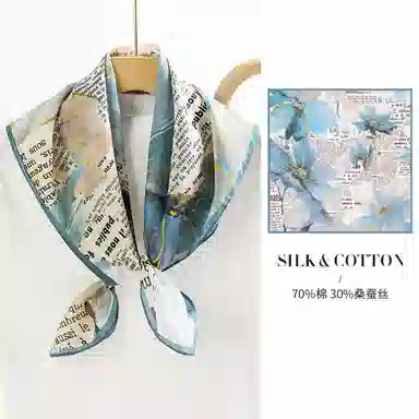 上海故事 百搭春秋时尚装饰喷绘外出 棉 桑蚕丝 绒线围巾 女款