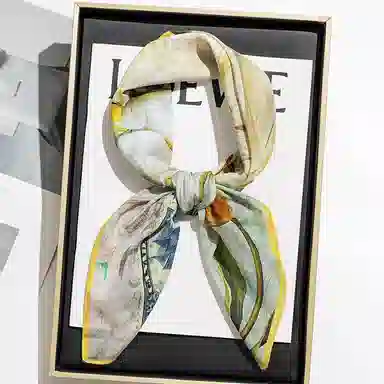 上海故事 百搭春秋时尚装饰喷绘外出 棉 桑蚕丝 绒线围巾 女款