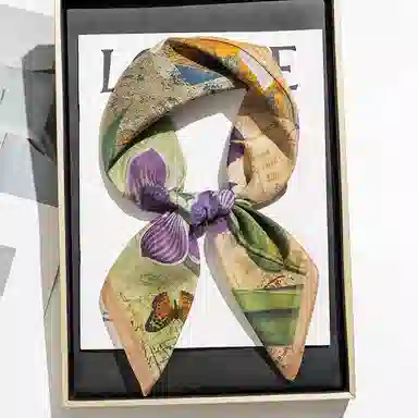 上海故事 百搭春秋时尚装饰喷绘外出 棉 桑蚕丝 绒线围巾 女款