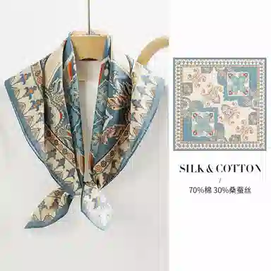 上海故事 百搭春秋时尚装饰喷绘外出 棉 桑蚕丝 绒线围巾 女款