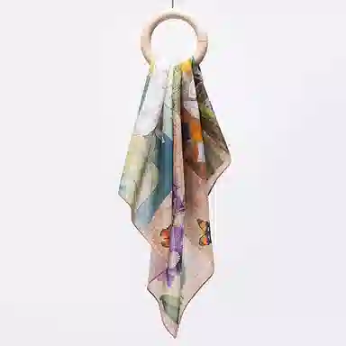 上海故事 百搭春秋时尚装饰喷绘外出 棉 桑蚕丝 绒线围巾 女款