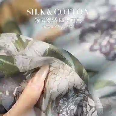 上海故事 百搭春秋时尚装饰喷绘外出 棉 桑蚕丝 绒线围巾 女款