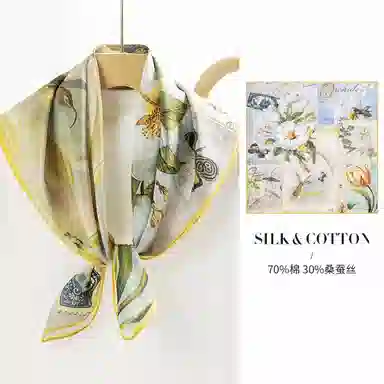 上海故事 百搭春秋时尚装饰喷绘外出 棉 桑蚕丝 绒线围巾 女款