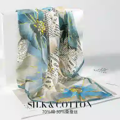 上海故事 百搭春秋时尚装饰喷绘外出 棉 桑蚕丝 绒线围巾 女款