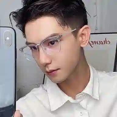 【可配度数】 苍木优品 透灰色商务半框近视可定制防蓝光近视镜片纯钛镜框黑银配色显脸小 β钛合金 方形 功能性眼镜 男女同款情侣款