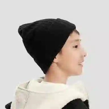 安踏儿童 纯色简约护耳针织保暖加厚防风 腈纶 绒线帽 儿童款