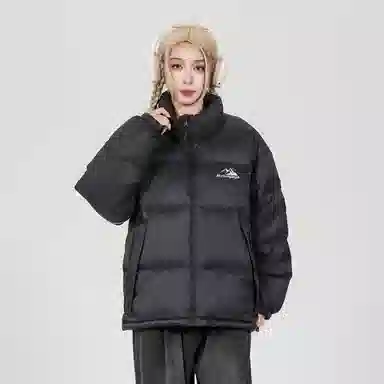 鸭鸭 立领时尚潮流经典撞色宽松舒适保暖防风防寒拉链长袖面包服百搭休闲羽绒服 男女同款