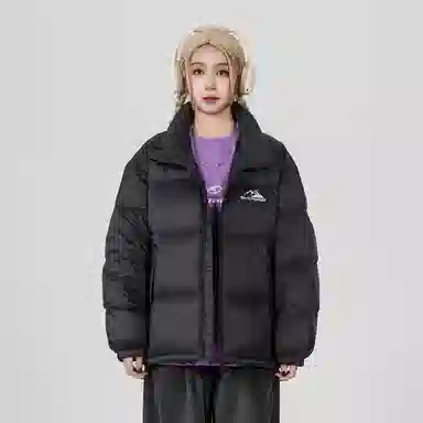 鸭鸭 立领时尚潮流经典撞色宽松舒适保暖防风防寒拉链长袖面包服百搭休闲羽绒服 男女同款