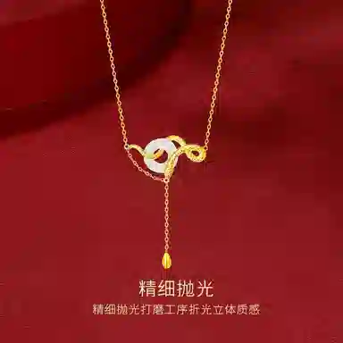 【S999纯银 生肖蛇年 好运灵蛇】 金师傅 招来福禄的灵蛇 平安扣白蛇缘起新中式国风蛇年本命年锁骨小众设计好运 玉髓 项链 女款