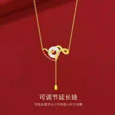 【S999纯银 生肖蛇年 好运灵蛇】 金师傅 招来福禄的灵蛇 平安扣白蛇缘起新中式国风蛇年本命年锁骨小众设计好运 玉髓 项链 女款