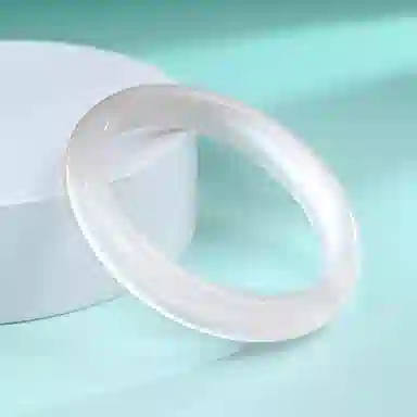 素于 白月光玉镯国潮中式精致古风清冷感素圈温润气质优雅小众叠戴平安镯旗袍汉服通勤时尚简约百搭#幸运配饰 玻璃猫眼 手镯 女款