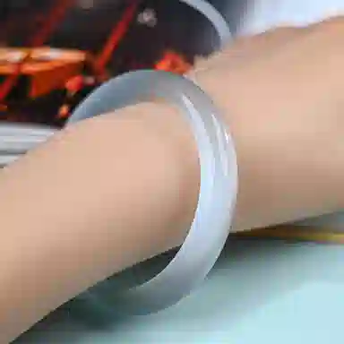 素于 白月光玉镯国潮中式精致古风清冷感素圈温润气质优雅小众叠戴平安镯旗袍汉服通勤时尚简约百搭#幸运配饰 玻璃猫眼 手镯 女款