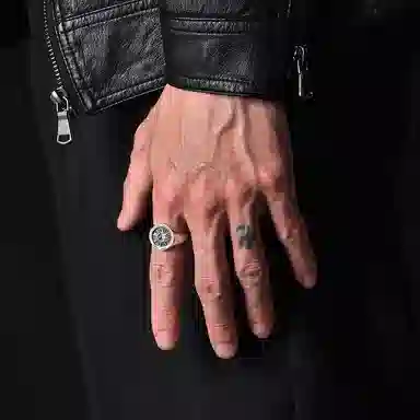 IDEAGEMER Silver Sun Star Ring