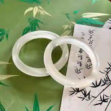 【蛇运吉祥】 雅谷 白月光 一步一响 平安贵妃玉镯 国潮复古 高级感清冷 新中式古风汉服旗袍百搭精致美人镯 玻璃猫眼 玉石手镯 女款