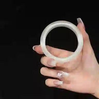 【蛇运吉祥】 雅谷 白月光 一步一响 平安贵妃玉镯 国潮复古 高级感清冷 新中式古风汉服旗袍百搭精致美人镯 玻璃猫眼 玉石手镯 女款