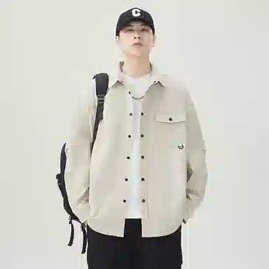 独驰 日系复古工装宽松翻领长袖衬衫 男女同款