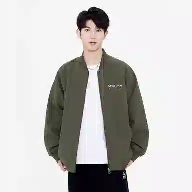 星际者 美式高街嘻哈街头复古简约风金属拉链棒球领运动户外透气防晒休闲宽松飞行服速干工装夹克外套 男女同款
