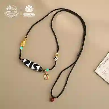 布达拉宫 双虎牙天珠毛衣链#好运 玛瑙 项链 男女同款情侣款