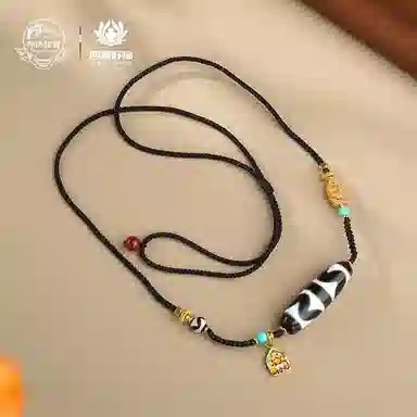 布达拉宫 双虎牙天珠毛衣链#好运 玛瑙 项链 男女同款情侣款