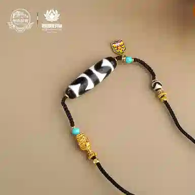 布达拉宫 双虎牙天珠毛衣链#好运 玛瑙 项链 男女同款情侣款