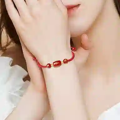 金嘉福 转运珠红绳 平安顺遂新中式国潮精致优雅时尚简约百搭小众设计感本命年手工编绳 玛瑙 玉石手链 男女同款情侣款