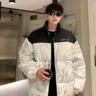 SWAMP AREA Letter Down Jacket White