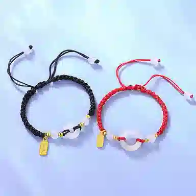 【玛瑙转运扣】 饰伴 平安喜乐转运平安扣国风本命年开运平安平安顺遂薄荷曼波手工编织绳手绳 事事如意 琉璃 玉石手链 男女同款情侣款