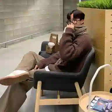 我是大卫 慵懒风宽松圆领套头韩系百搭休闲纯色针织衫 男女同款